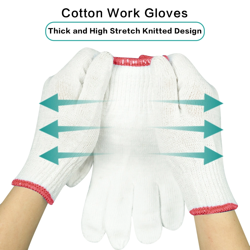 China Wholesale 7/10gauge Industrial/Construction Glove Guantes White Cotton Knitted Safety Work Gloves