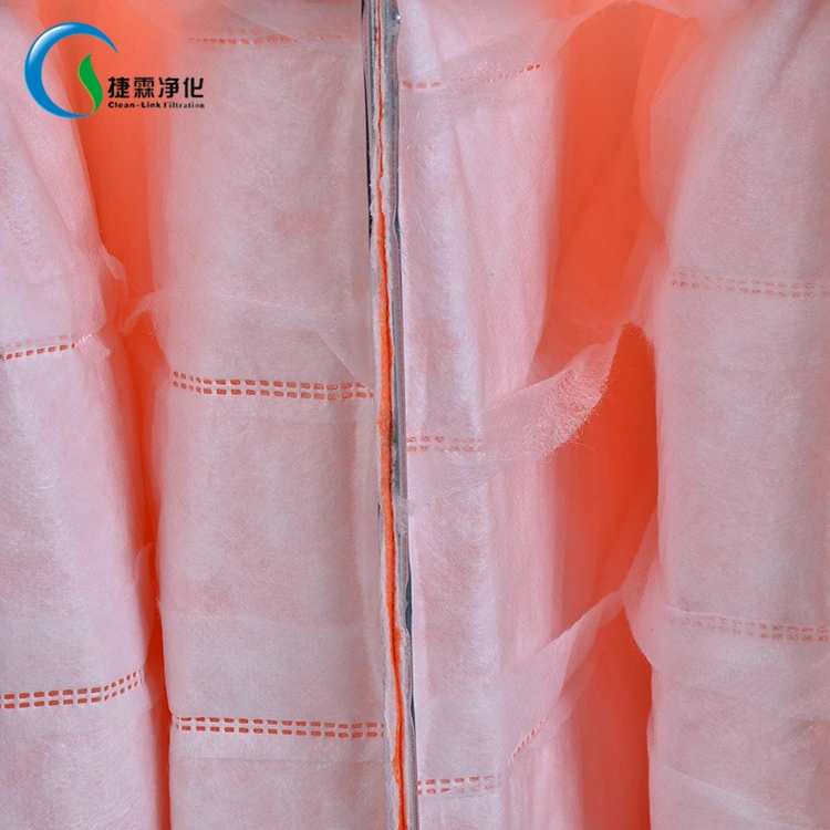 Clean-Link Cleanroom Medium Efficiency Air Flow Industrial Synthetic Coarse Fiber Media F5 F6 F7 F8 F9 Pleat Bag Pocket Air Filter