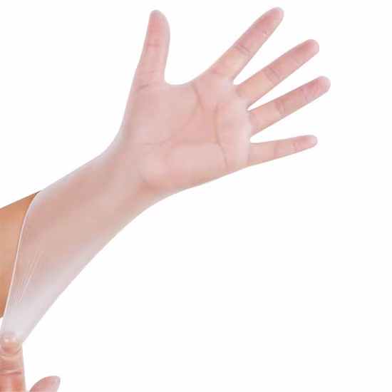 CE FDA SGS 認定クリア使い捨て食品加工ビニール手袋パウダーフリー