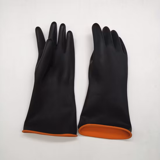 卸売産業用滑り止め耐薬品性安全作業手袋ヘビーデューティラテックス手袋産業用